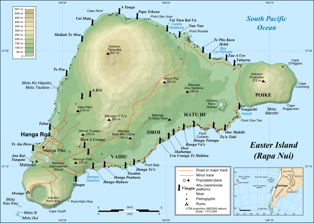 all the locations of the Moai on Rapa Nui. PHOTO: wikimedia