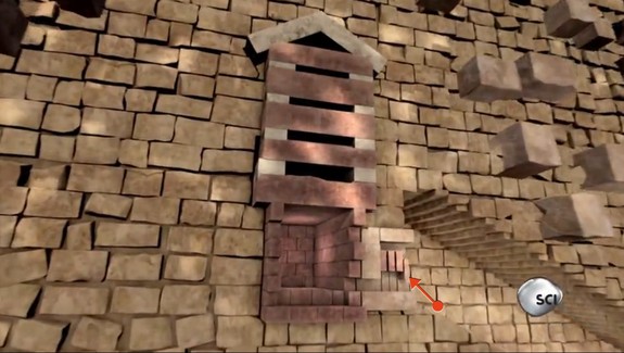 In the Great Pyramid, workers fit three massive slabs (red arrow) into the space just before the entrance to the King's Chamber. These were later dropped to block the entrance. [PHOTO: livescience]